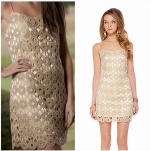 Lilly Pulitzer NWT! Women'S Geo Circle Lace Beth Dress In Gold Metallic Size 6
